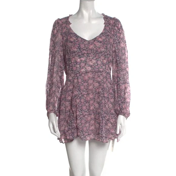 Loveshackfancy Cassidy Floral-Print Georgette Mini Dress - size 8 - Picture 2 of 9